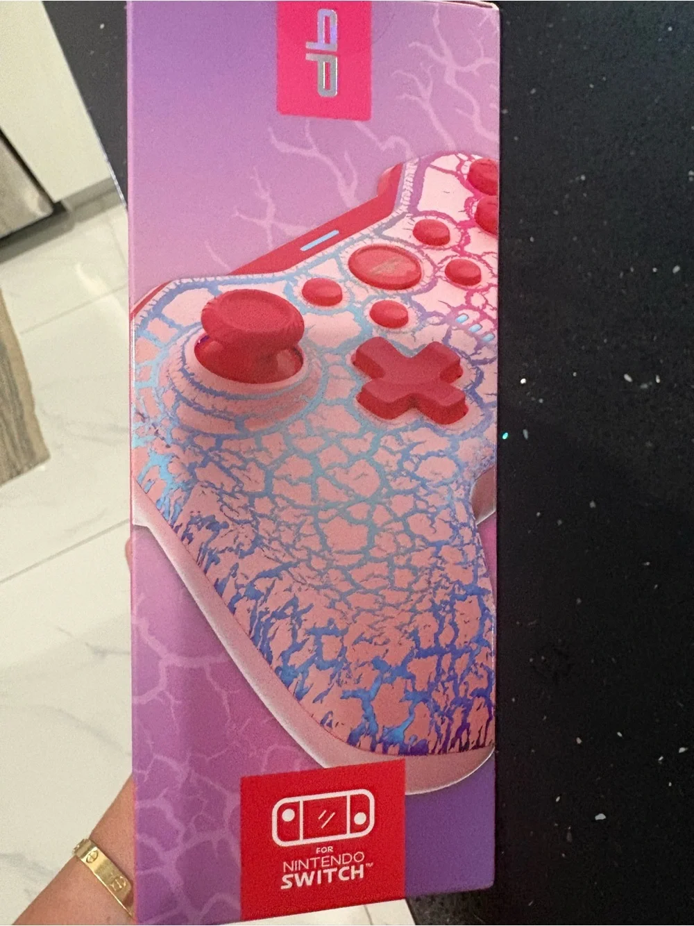 Wireless LED Gaming Remote Controller for Nintendo Switch - Pink Crackle, NIB
